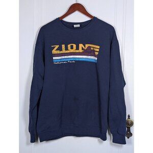 Zion National Park Sweatshirt Adult Large Blue Pullover Hiking Nature READ